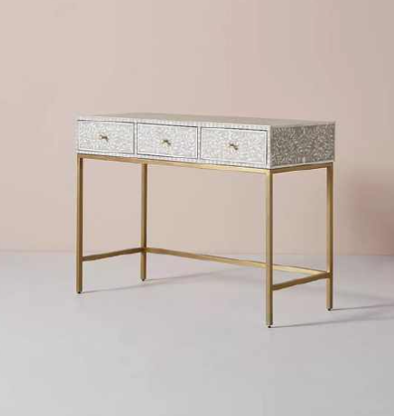 Zare Vanity Desk with Pouffe