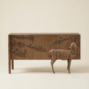Classic Handcarved Deer Cabinet