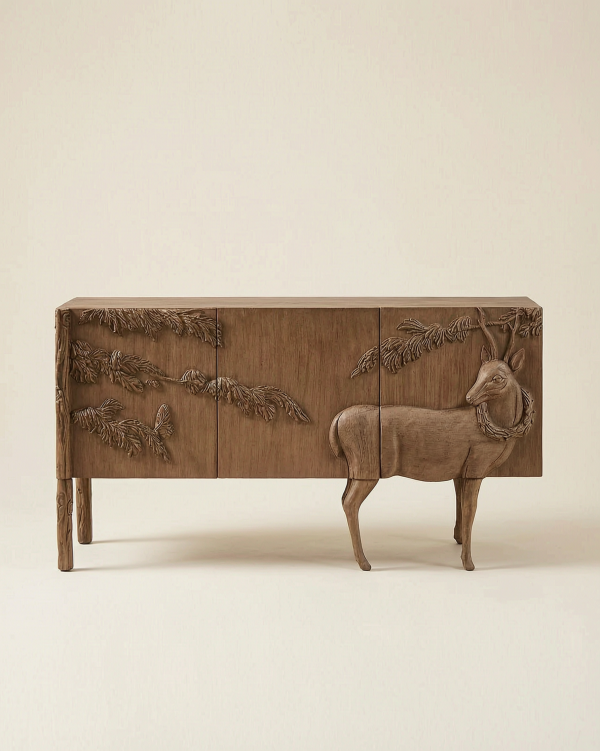 Classic Handcarved Deer Cabinet