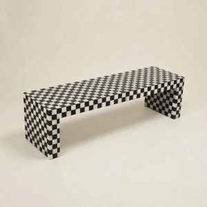 French Countryside Checkered Bench